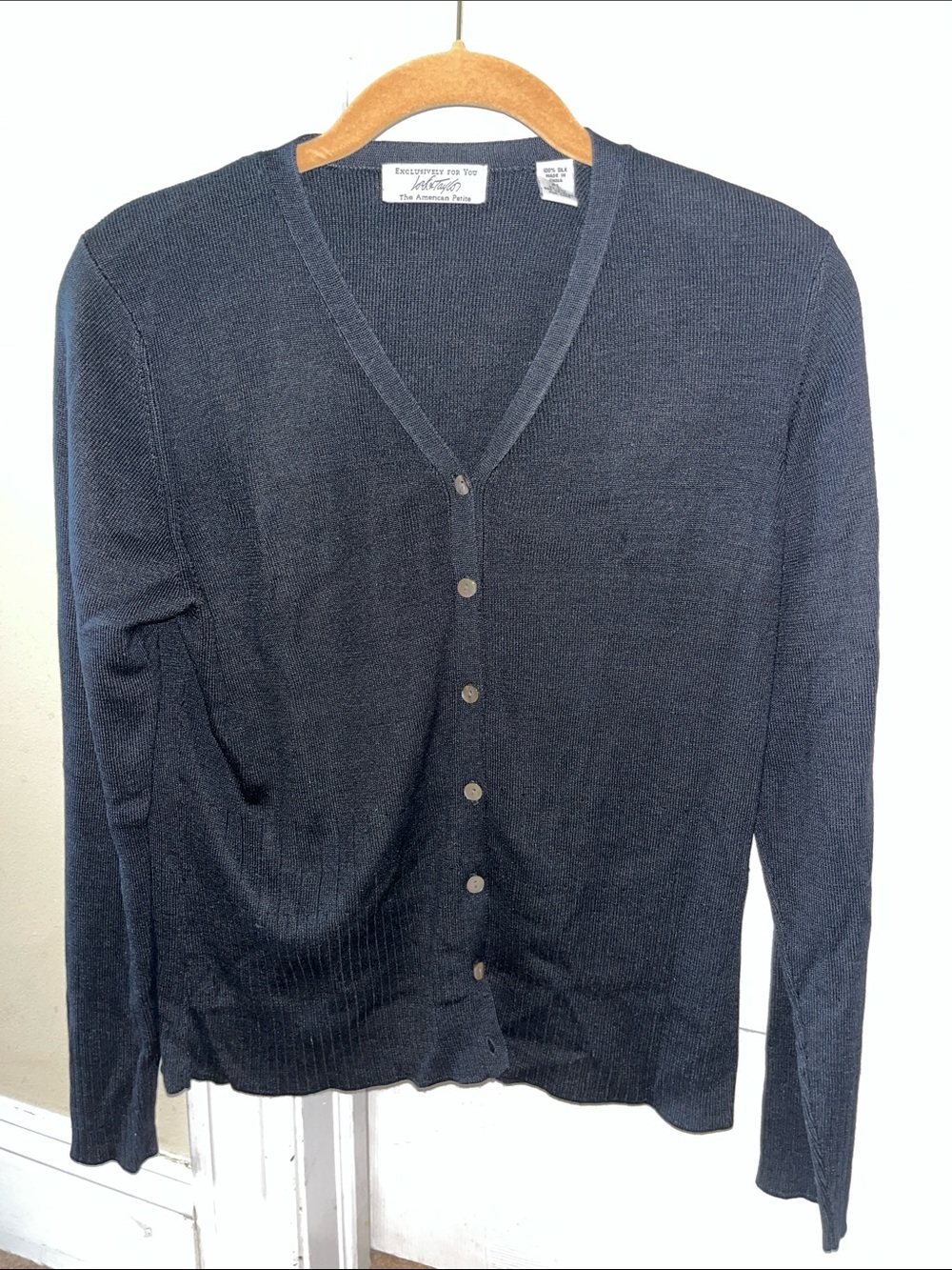 Lord & Taylor women’s black button front sweater PL